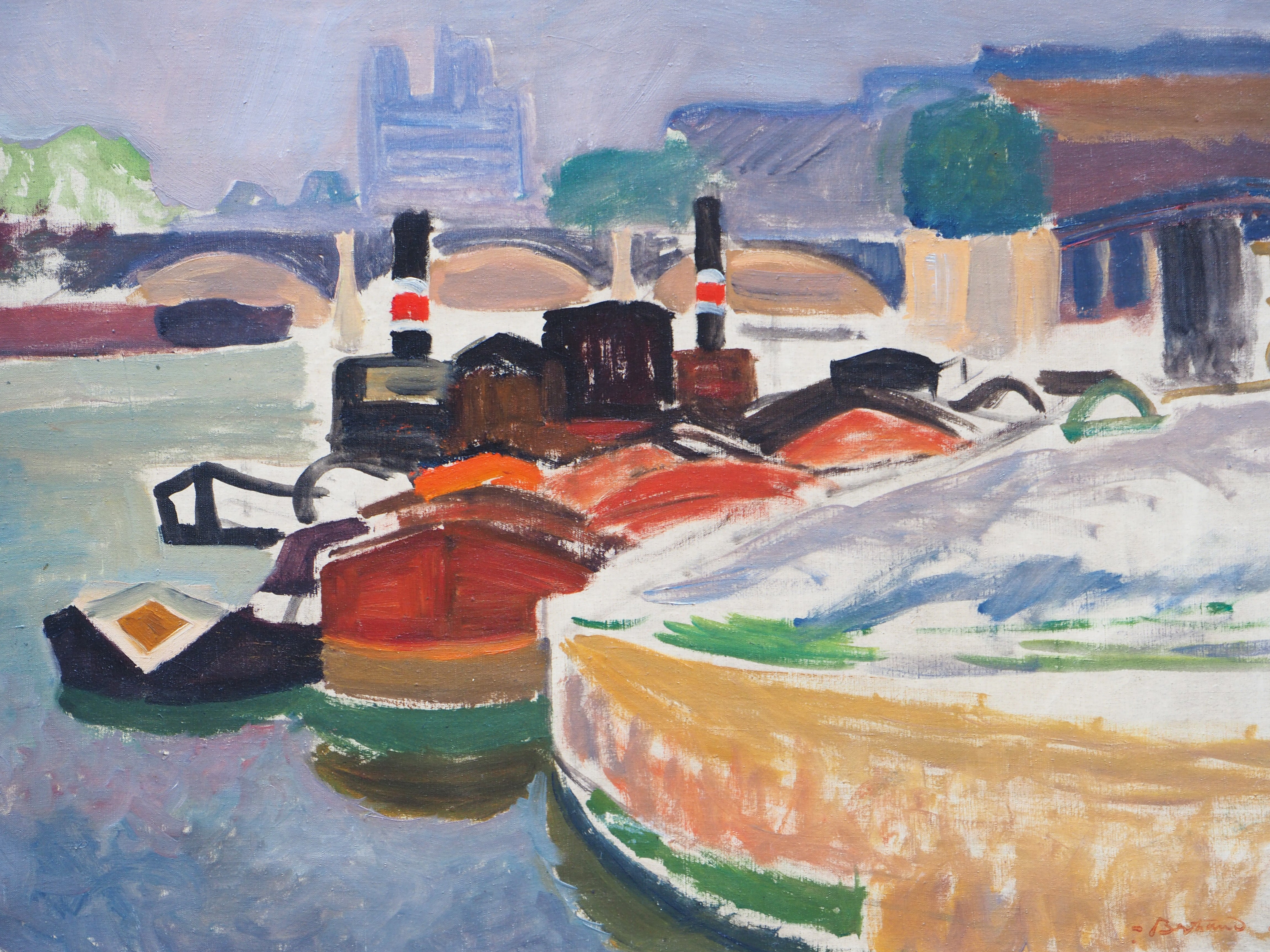 Tugboats on the Seine and Notre-Dame, Paris - Bertrand Py